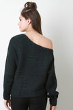 Off The Shoulder Melange Knit Sweater