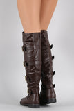 Buckle Strapped Riding Over-The-Knee Boots