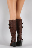 Wild Diva Lounge Strap Up and Buckle Chunky Heel Boots