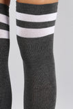 Double Stripe Thigh High Socks