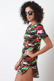 Colorful Camouflage Print Tunic T-Shirt Dress