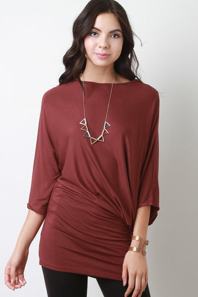 Boat Neck Dolman Sleeves Top