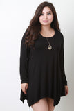 Long Sleeve Handkerchief Mini Tunic Dress