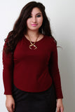 Ribbed Long Sleeve Curved Top