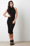 Ribbed Knit Mock Neck Midi Dress
