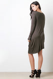 Long Sleeve Drape Hem Dress