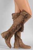 Wild Diva Lounge Western Fringe Flat Boot