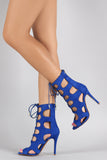 Shoe Republic LA Cutouts Caged Lace Up Heel