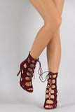 Shoe Republic LA Cutouts Caged Lace Up Heel