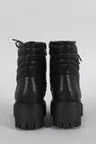 Round Toe Lace Up Lug Sole Combat Ankle Boots