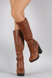 Bamboo Elastic Gores Lug Platform Riding Boots