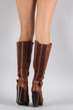 Bamboo Elastic Gores Lug Platform Riding Boots