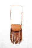 Vegan Leather Genuine Suede Fringe Flap Bag