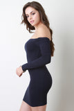 Off-The-Shoulder Long Sleeves Bodycon Mini Dress