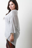 Back Contrast Loose Knit Dolman Sleeves High Low Top