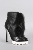 Privileged Crocodile Pointy Toe Faux Fur Stiletto Booties