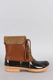 Faux Shearling Cuff Lace Up Duck Ankle Boots