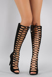 Liliana Suede Corset Lace Up Stiletto Boots