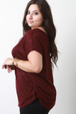 Side Cinched Scoop Neck Dolman Sleeves Top