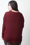 Ribbed Knit Scoop Neck Long Dolman Sleeves Top