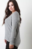 Ribbed Knit Scoop Neck Long Dolman Sleeves Top