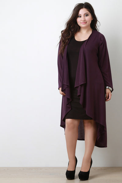 Longline Drape Open Front Cardigan