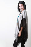 Two-Tone Faux Suede Fringe Cape