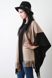 Two-Tone Faux Suede Fringe Cape