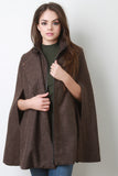 Tweed Mock Neck Cape Coat