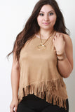 Suede Fringe Sleeveless Cami Crop Top