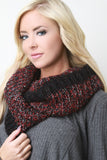 Metallic Threaded Rib Knit Infinity Scarf