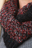 Metallic Threaded Rib Knit Infinity Scarf