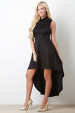 Mock Neck Sleeveless High-Low Dress