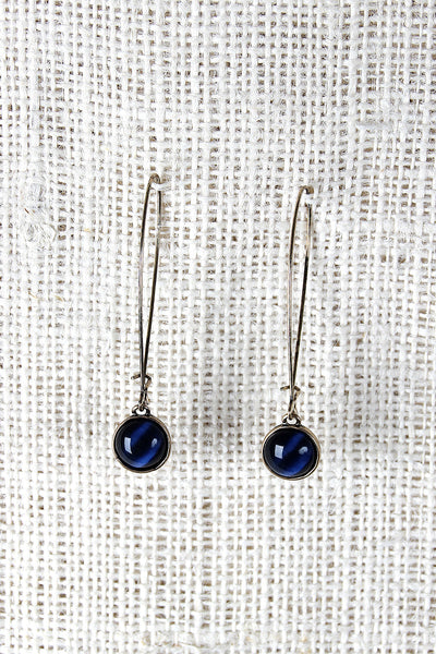 Round Gem Kidney Wire Earrings