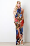 Tie Dye Goddess Knotted Racerback Maxi Dress