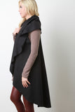 Splayed Open Front Felt Long Vest