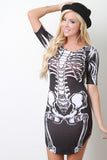 Skeleton Round Hem Bodycon Dress