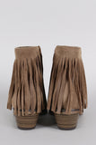 Breckelle Suede Fringe Round Toe Cowgirl Ankle Boots