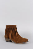 Breckelle Suede Fringe Round Toe Cowgirl Ankle Boots