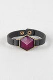 Hexagon Stone Vegan Leather Bracelet