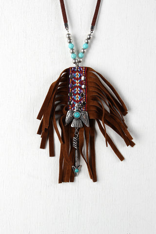 Arrow And Bird Tribal Pattern Necklace