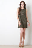 Sleeveless Suede Mini Shift Dress