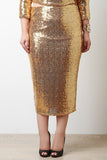 Sequined High Waisted Midi Skirt