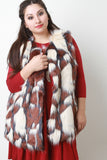 Sleeveless Tri-Tone Long Faux Fur Vest