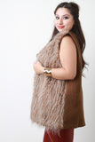 Multicolor Faux Fur Knit Back Sleeveless Vest