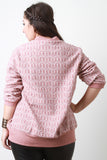 Geometric Pattern Textured Long Sleeves Sweater Top