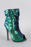 Liliana Sequin Slouchy Peep Toe Stiletto Ankle Boots