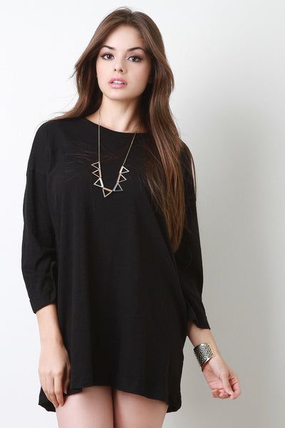 Cuffed Quarter Sleeves Mini Shift Dress