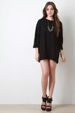 Cuffed Quarter Sleeves Mini Shift Dress