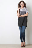 Ombre Turtleneck Short Dolman Sleeves Tunic Top